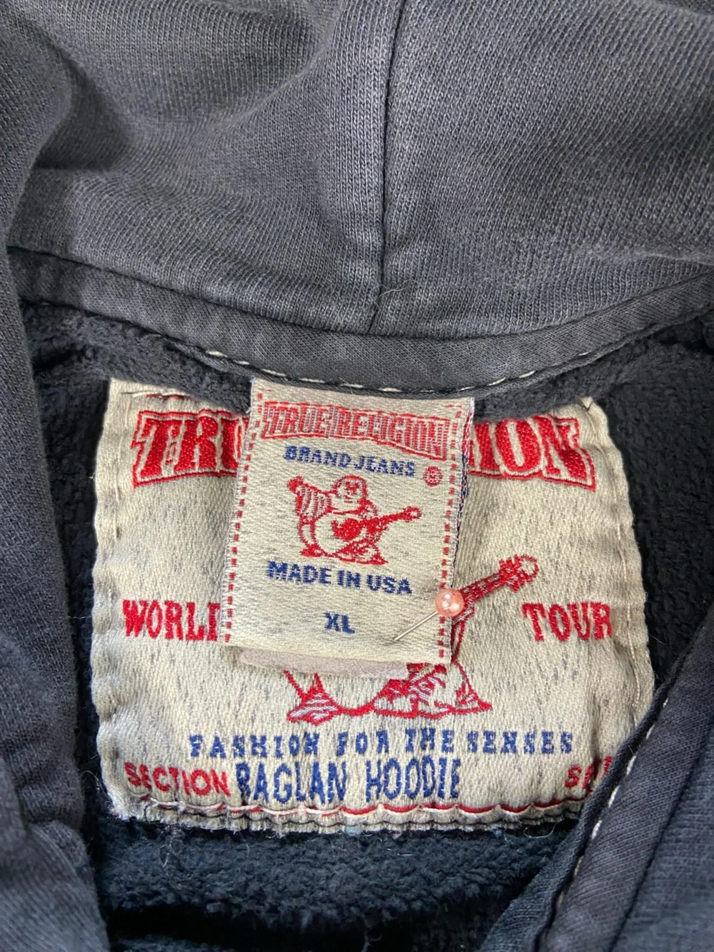 Vintage Y2K USA Made True Religion Zip-Up Hoodie Sweatshirt Distressed Unisex